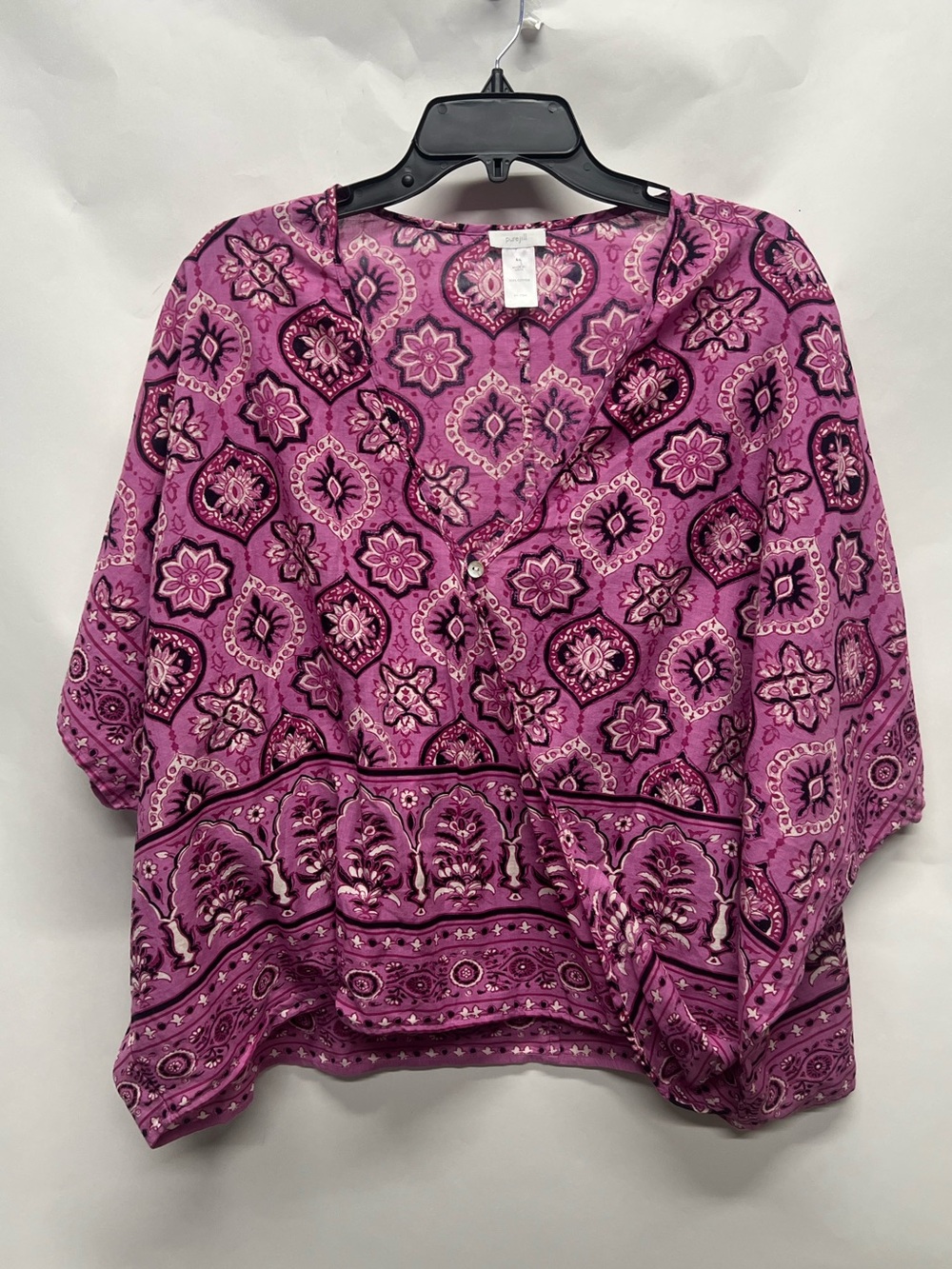 J. Jill Pure Jill Cotton Paisley Kimono Wrap Top Pink Purple S-L